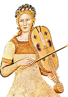 Seated woman playing the viella (fresco)
